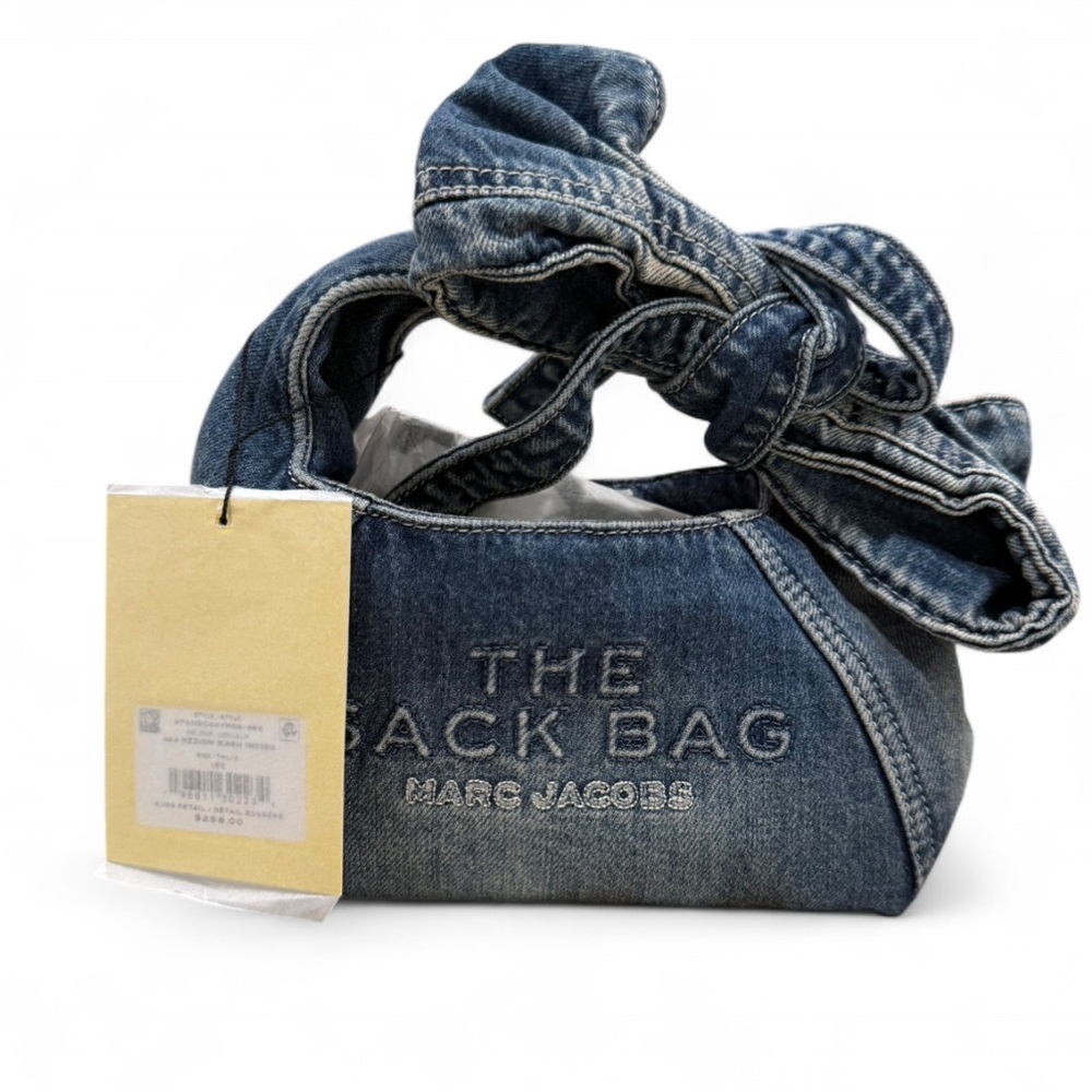 Marc Jacobs Denim Mini Sack Bag with Knotted Handle - Picture 8 of 12